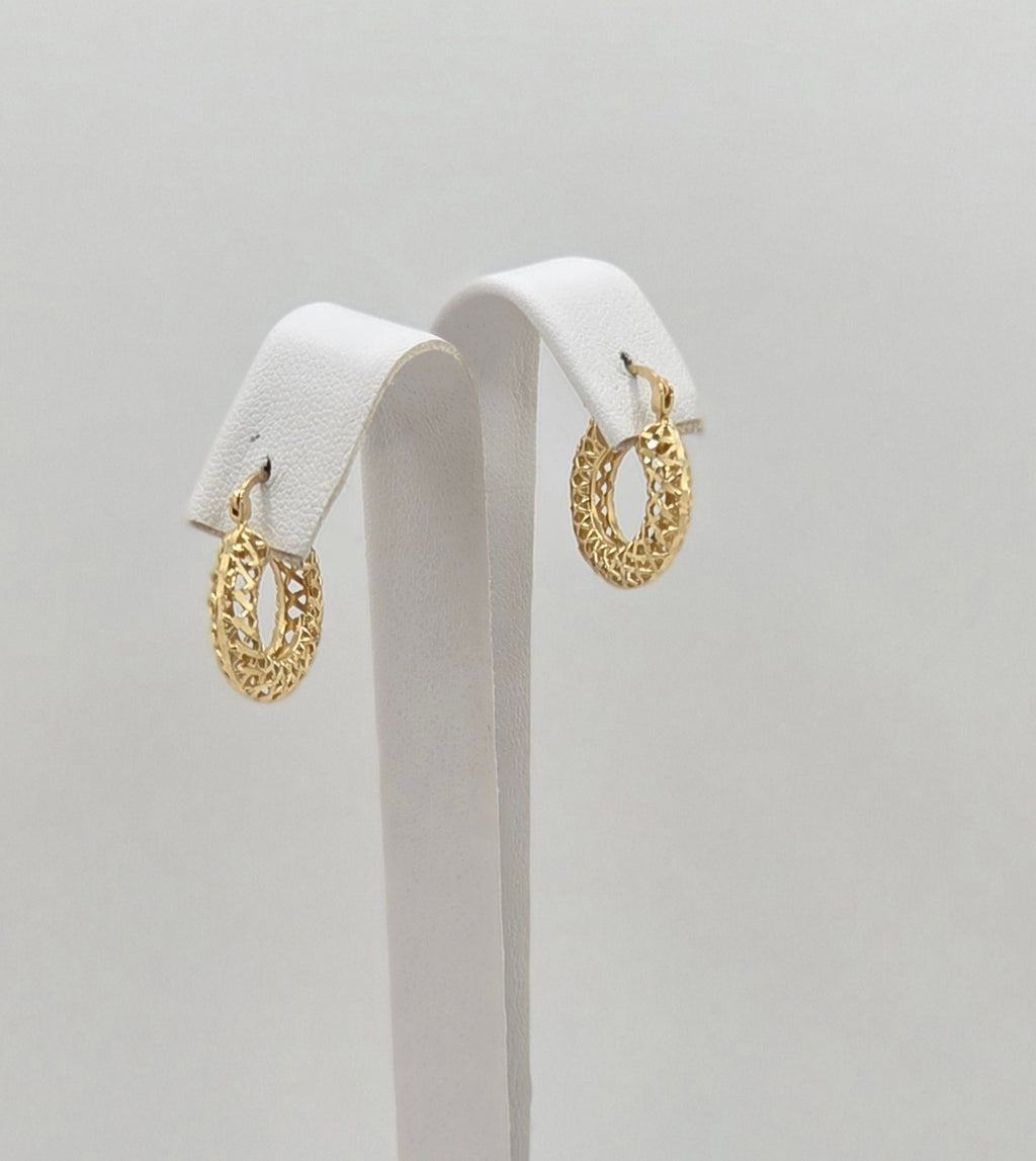10KT ROUND MESH STYLE HOOPS EARRINGS Weight 2.3GR