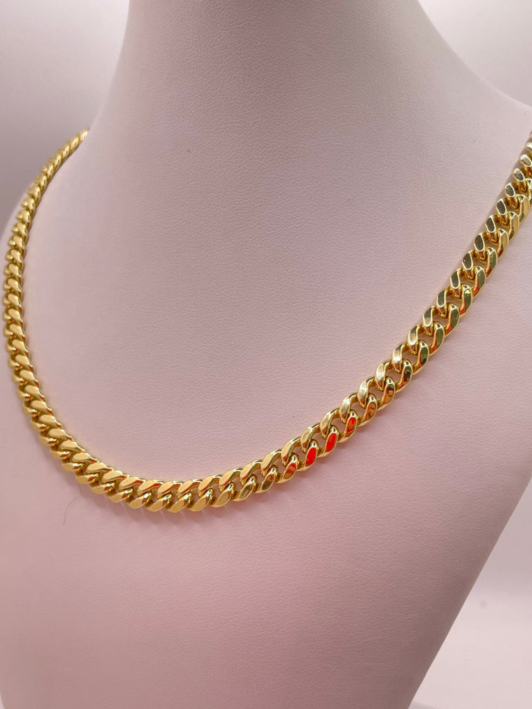 10KT SEMISOLID MIAMI CUBAN CHAIN 24INCH 7MM