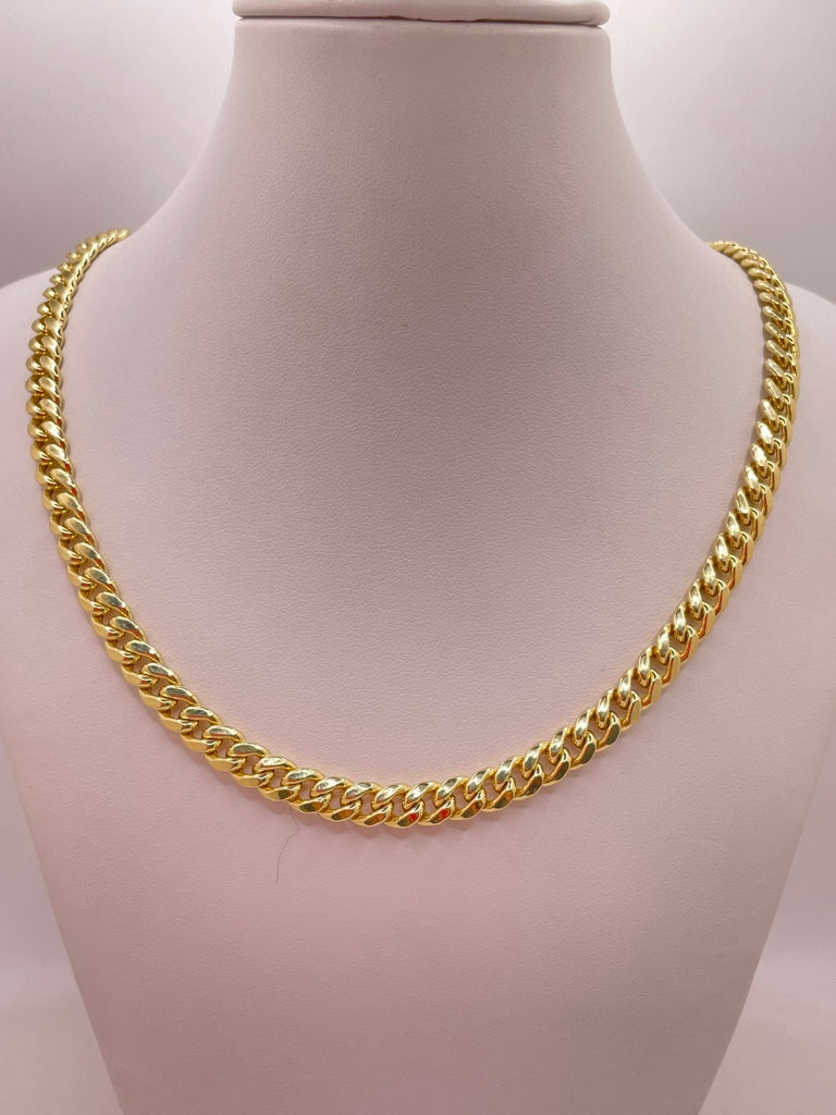 10KT SEMISOLID MIAMI CUBAN CHAIN 7MM 22INCH WEIGHT 28.2GR