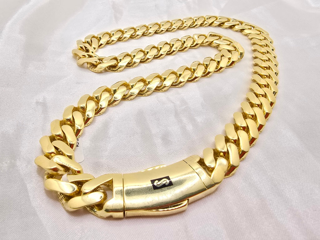 10KT PLAIN CERTIFIED MONACO CHAIN Size 15.5MM 22INCH Weight 53.2GR