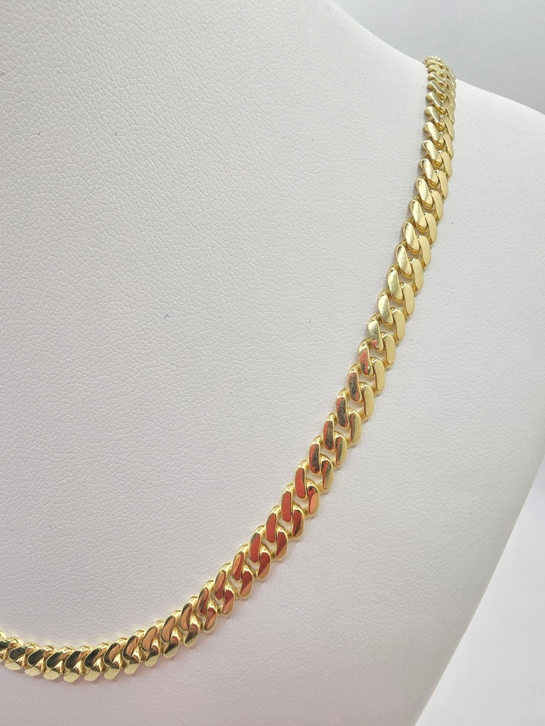 10KT CERTIFIED PLAIN MONACO CHAIN Size 22INCH 5MM Weight 14GR