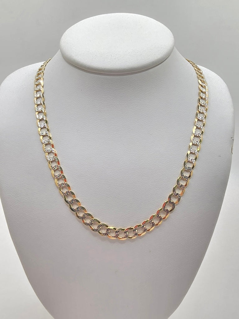 10KT TWO TONE CUBAN CURB FLAT Size 20INCH 4.5MM Weight 10.2GR