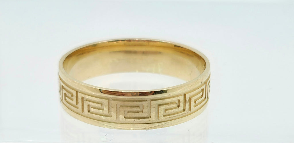 14KT GREEK DESIGN ENGAGEMENT MAN'S RING Size 14 6MM Weight 4.7GR