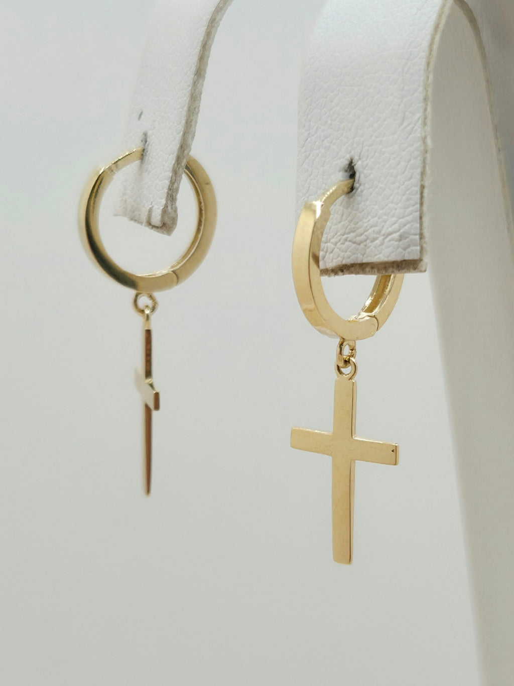 14KT GOLDEN CROSS DANGLING HOOPS EARRINGS Weight 2.3GR