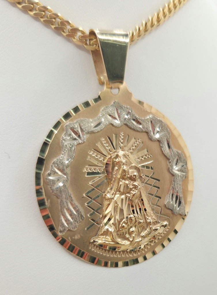14KT Caridad del cobre round medallion Size 38.25MM Weight 11.1 GRS