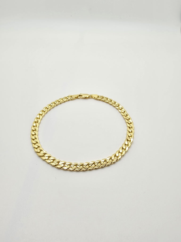 10KT CUBAN CURB FLAT BRACELET CLOSE LINK STYLE 5.5MM