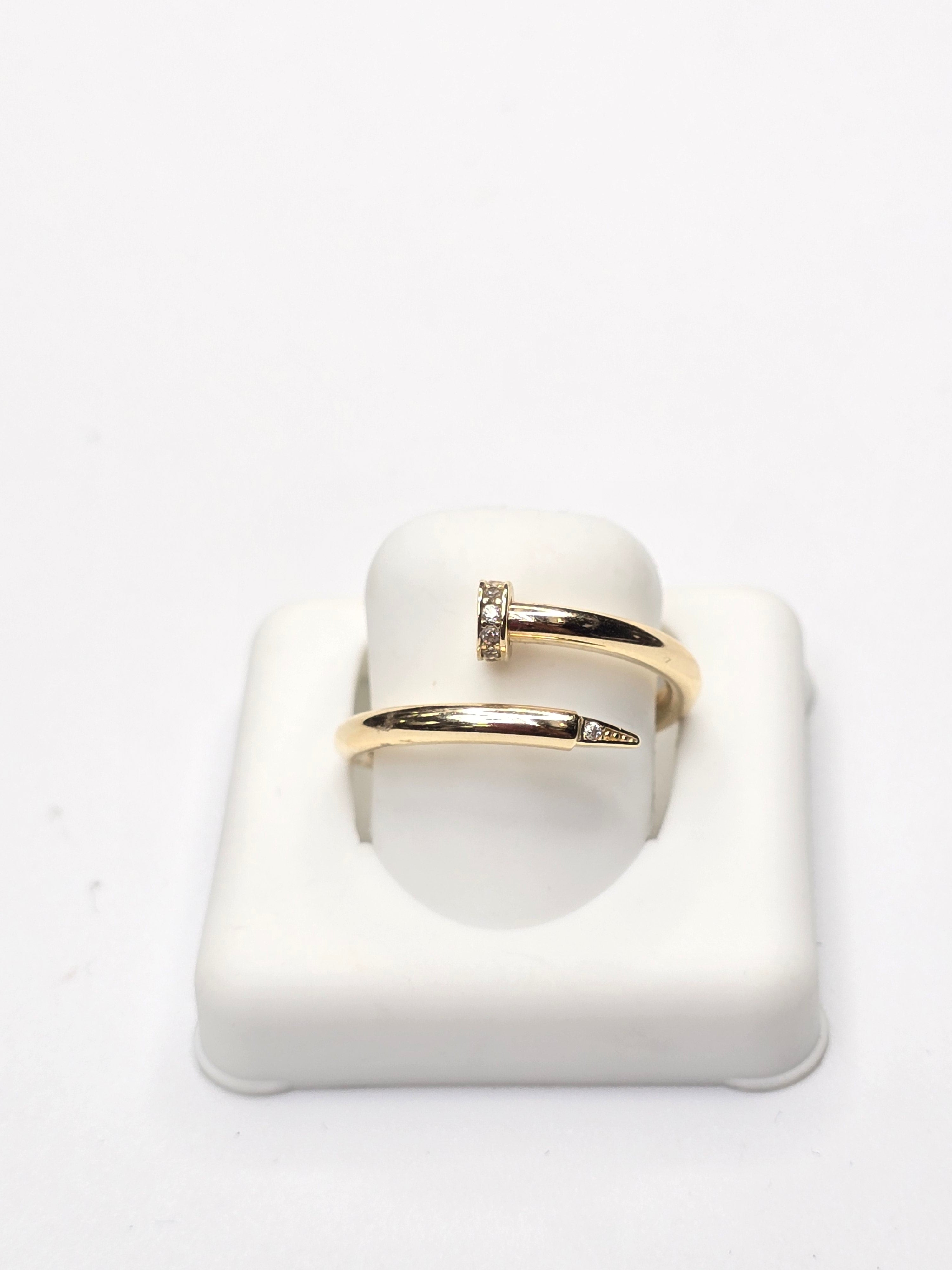 10KT MODERN NAIL WOMAN'S RING Size 7-8 Weigth 1.2GR