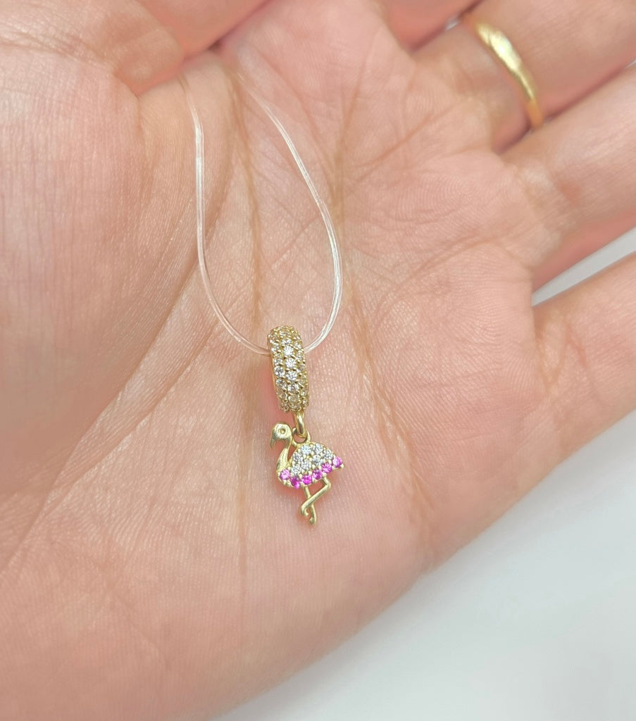 10KT CZ FLAMINGO PANDO CHARM Size  Weigth 1.4GR