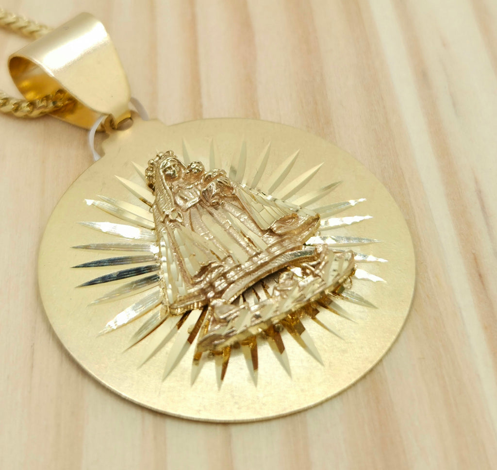 10KT DIAMOND CUT FLAT MEDALLION STYLE CARIDAD PENDANT  Weight 10.1GR