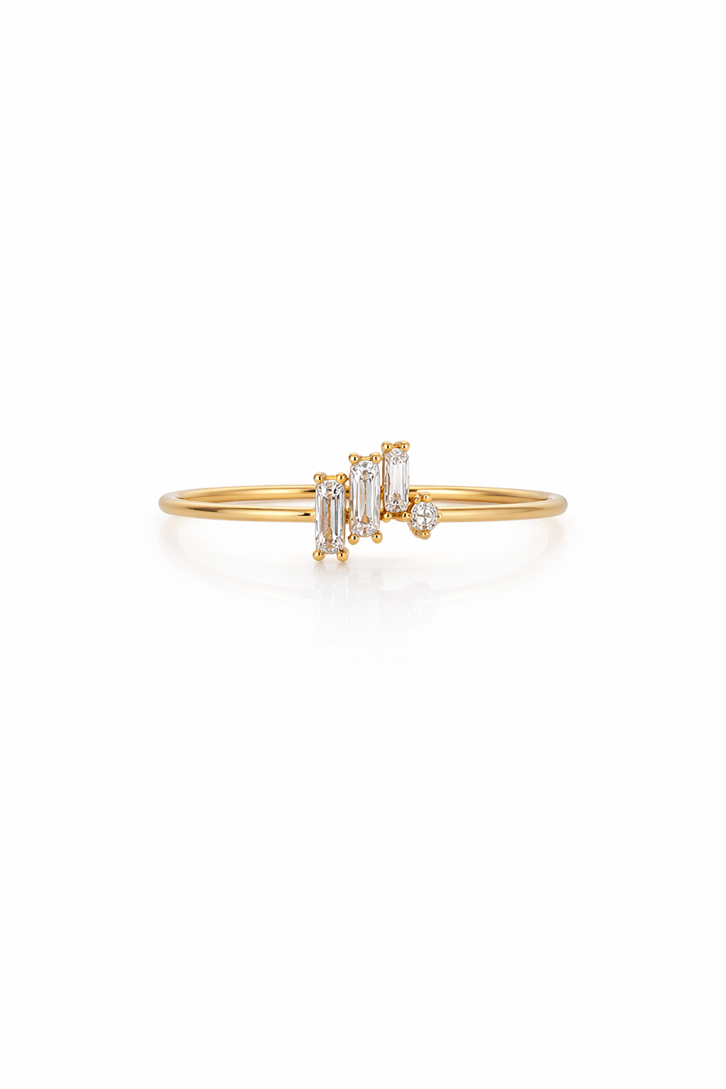 14KT BEAUTIFUL TWO-LINE RING FILLED WITH CZ SIZE 7 Weight 0.9GR