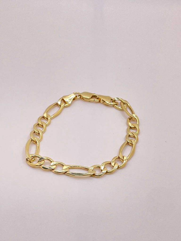 10KT FIGARO BRACELET Size 7INCH 7.5MM Weight 5.2GR