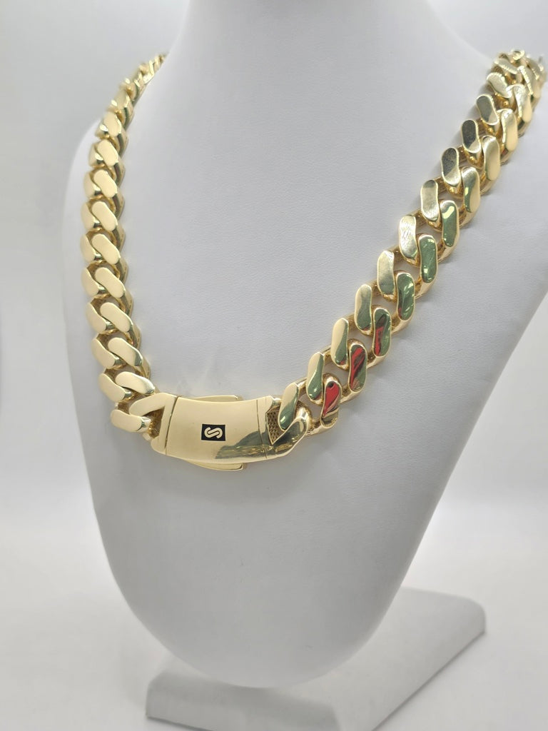 10KT CERTIFIED PLAIN MONACO CHAIN  Size 22INCH 15.5MM Weight 51.2GR