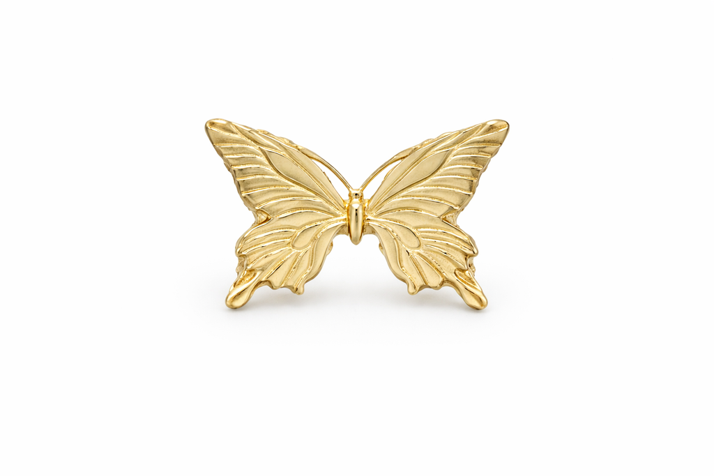 14KT BIG PUFFY BUTTERFLY RING Size 8 Weigth 5.3GRS