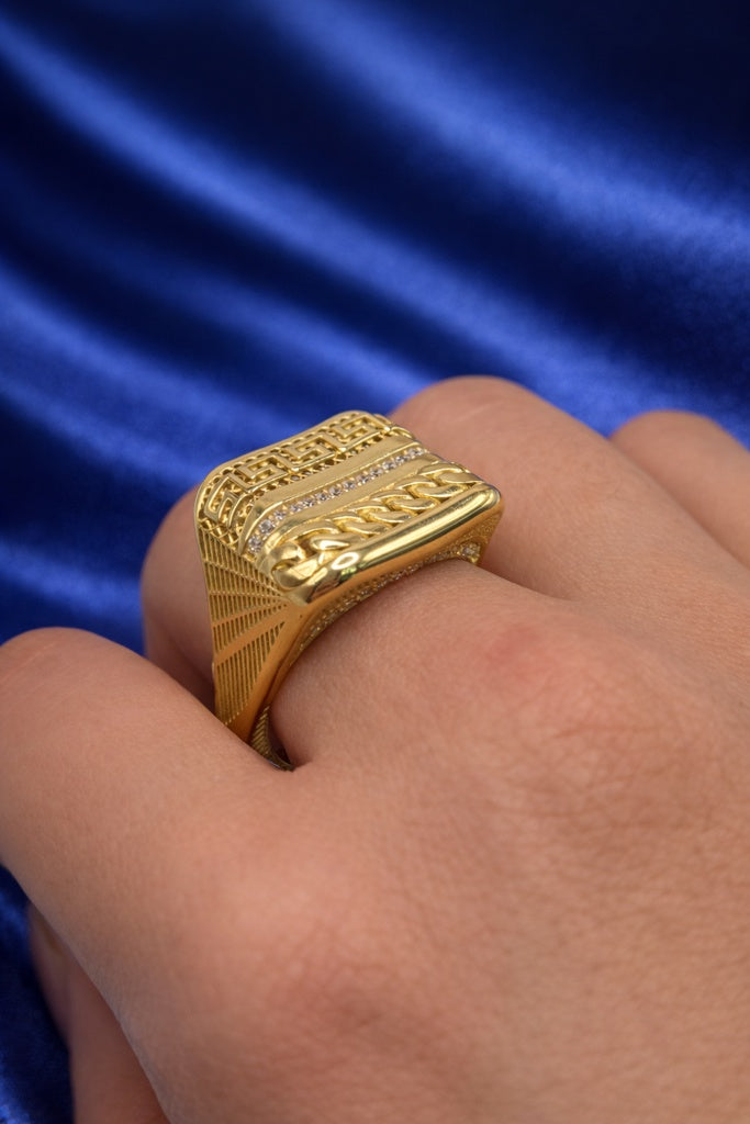 10KT MODERN GREEK RING Size 9-10.5 Weigth 4.2 GR