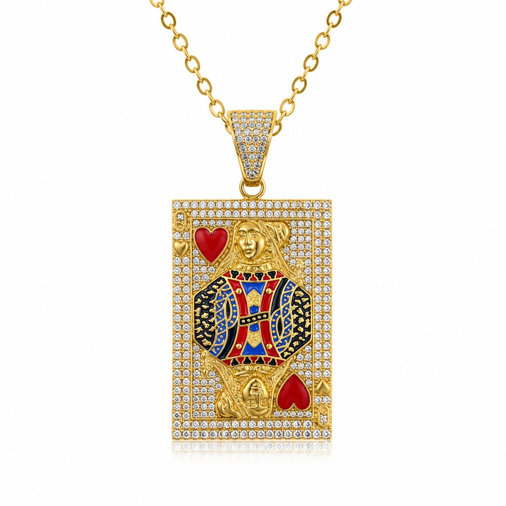10KT CZ POKER ''K'' PENDANT Size LARGE Weigth 7.1GR