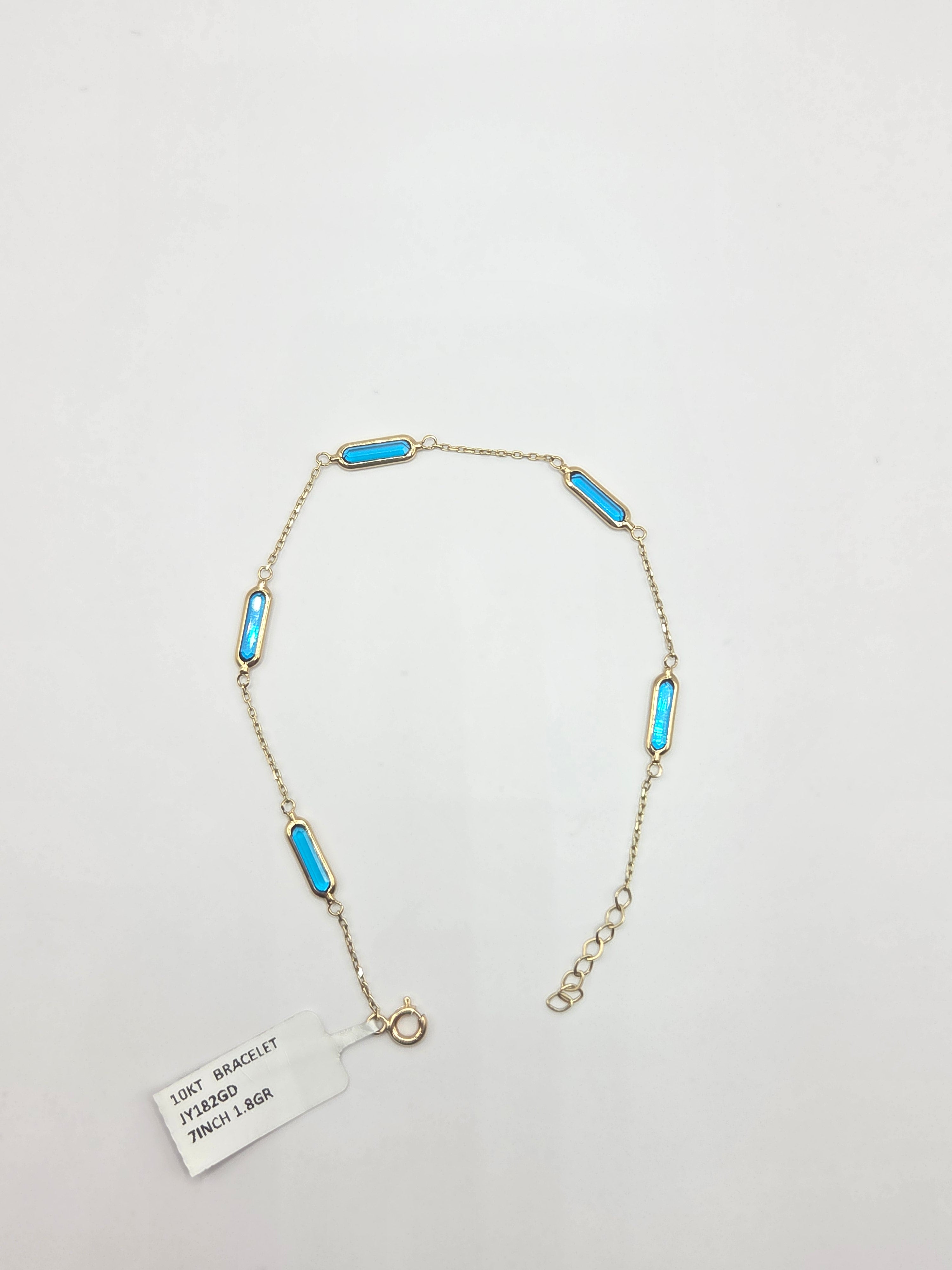 10KT DELICATE BLUE STONE DETAIL BRACELET Size 7INCH Weight 1.8GR