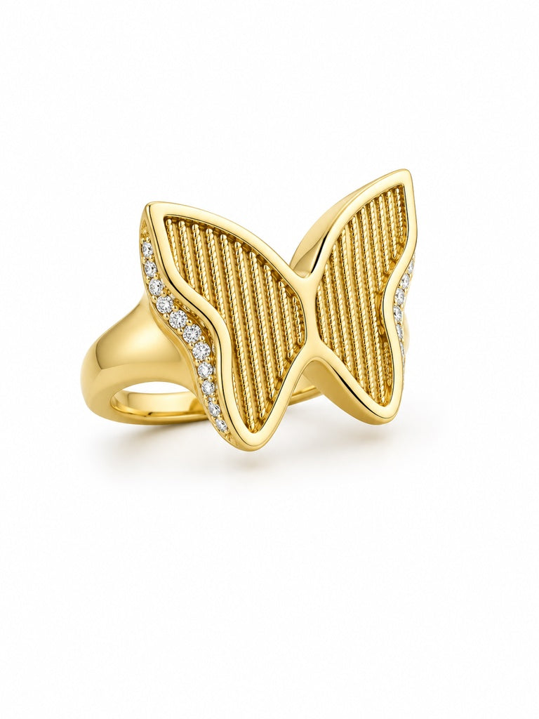 10K BUTTERFLY RING Size 8