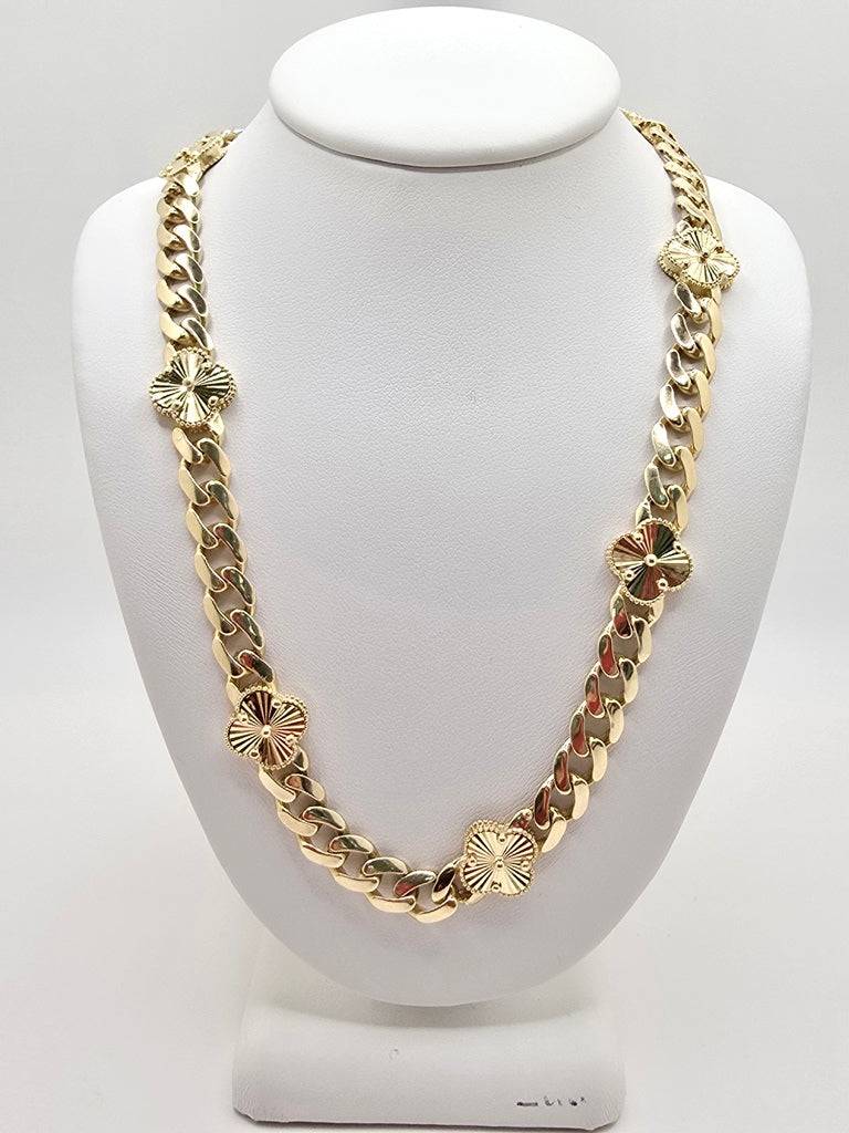 14KT FLOWER CHAIN Size 18INCH 7MM Weigth 20.2GR