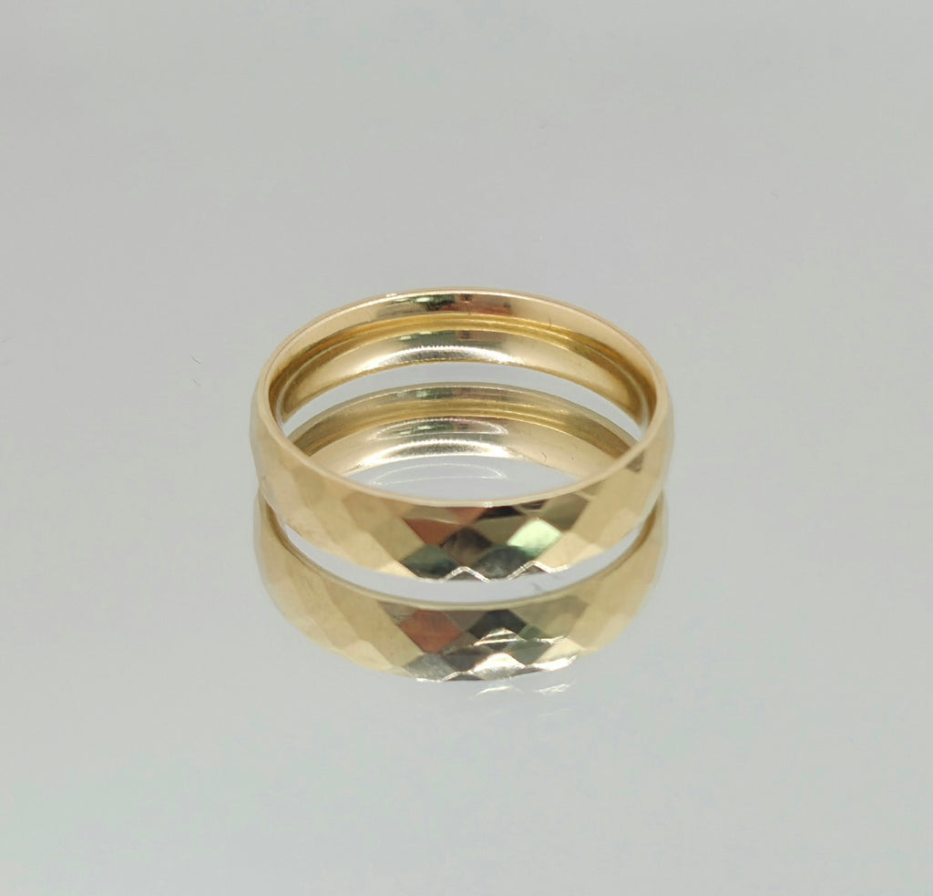 10KT FANCY SQUARE CUT WEDDING BAND RING Size 11 5MM Weight 2.7GR