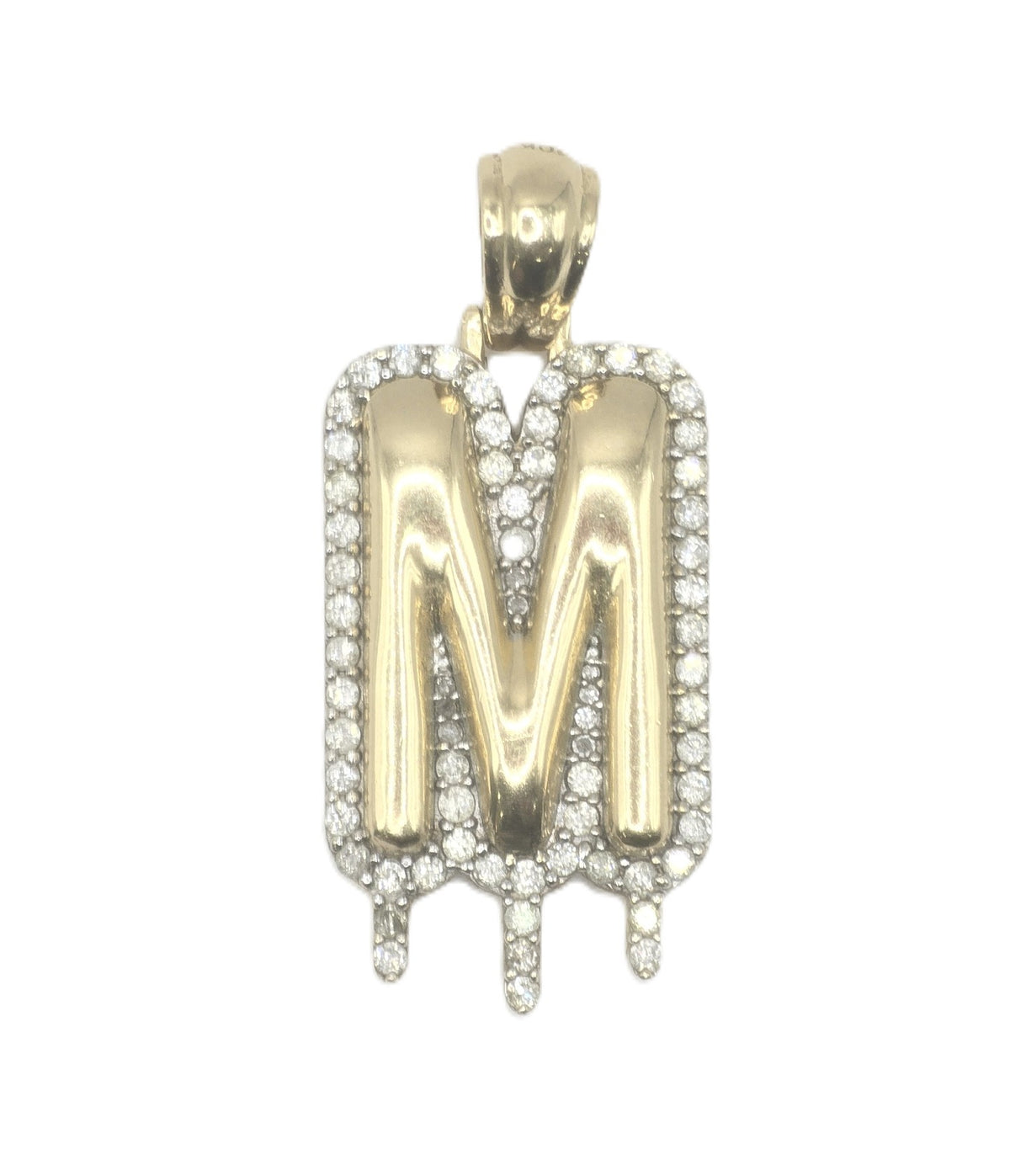 10KT NATURAL DIAMOND LETTER ''M'' PENDANT Size 34X15MM Weigth 6.3 GRS