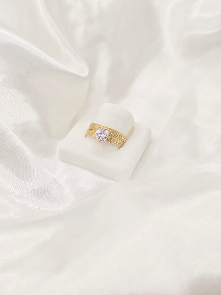 10KT DELICATE GREEK STYLE WOMEN'S ENGAGEMENT RING Size 7 Weight 2.9GR