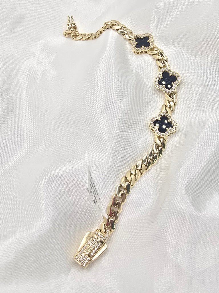 10KT FLOWER BRACELET Size 7.5INCH  6.5MM Weigth 11.4GR