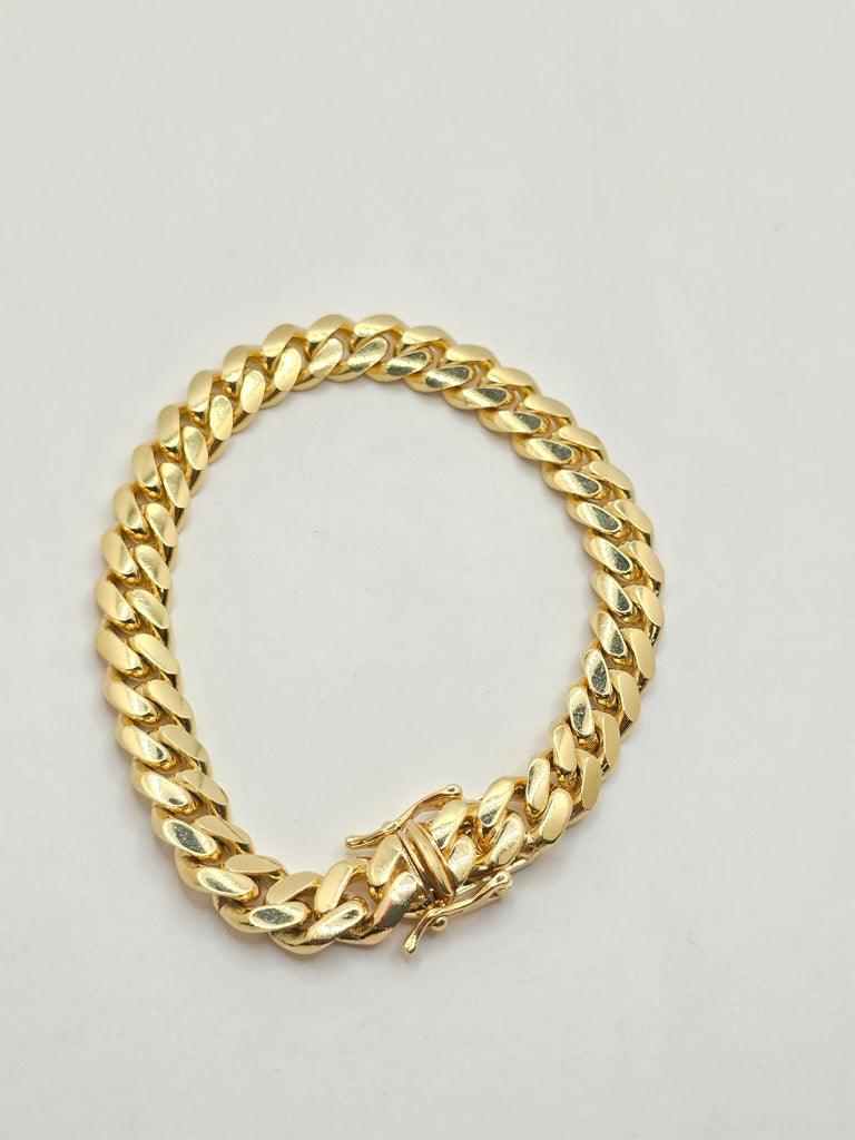 10KT SOLID MIAMI CUBAN BRACELET Size 8INCH 7MM Weight 26GR