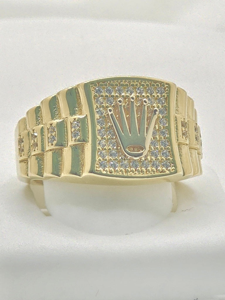 14KT ELEGANT RING WITH CZ DETAILS AND A CROWN Size 11 Weight 9.2GR