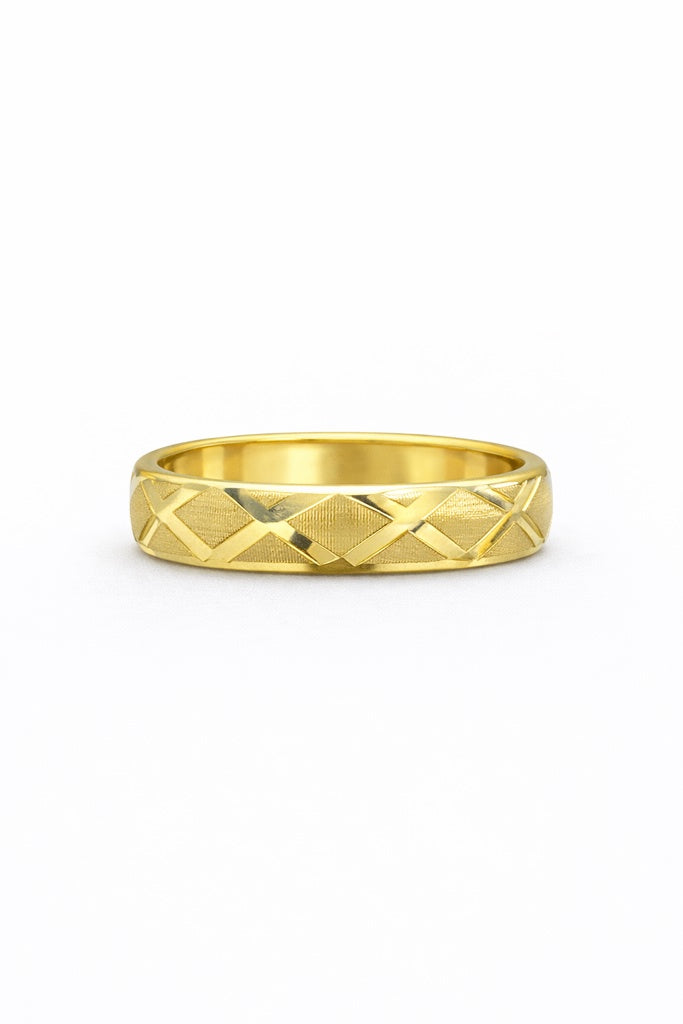 14KT X DESIGN BAND RING Size 7 Weigth 2.2GR