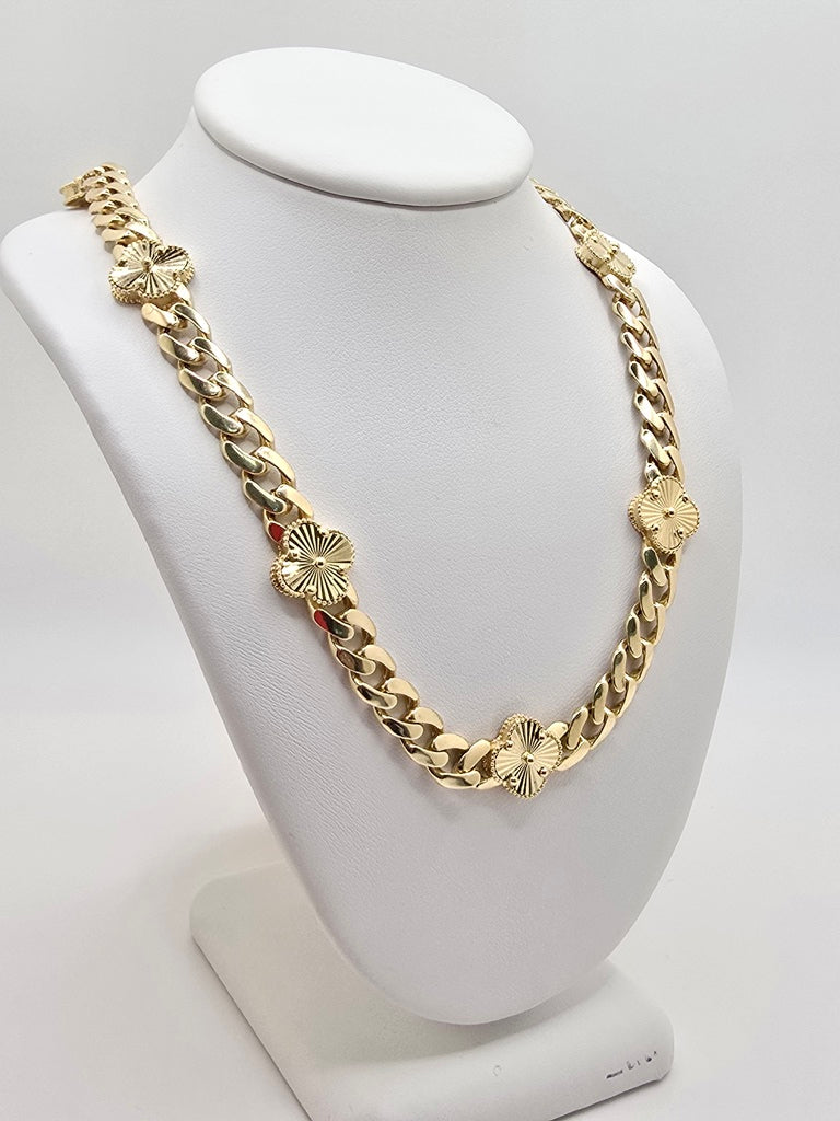 14KT FLOWER CHAIN Size 18INCH 7MM Weigth 20.2GR
