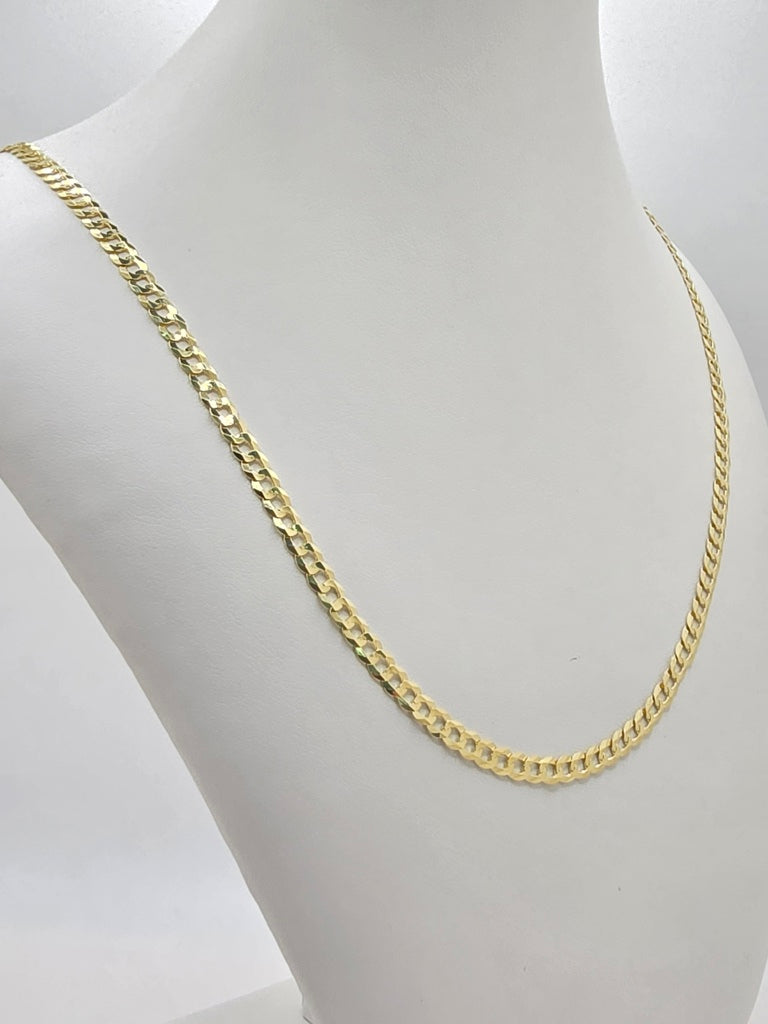 10KT SOLID CUBAN CURB FLAT CHAIN Size 20INCH 4MM Weight 6.8GR