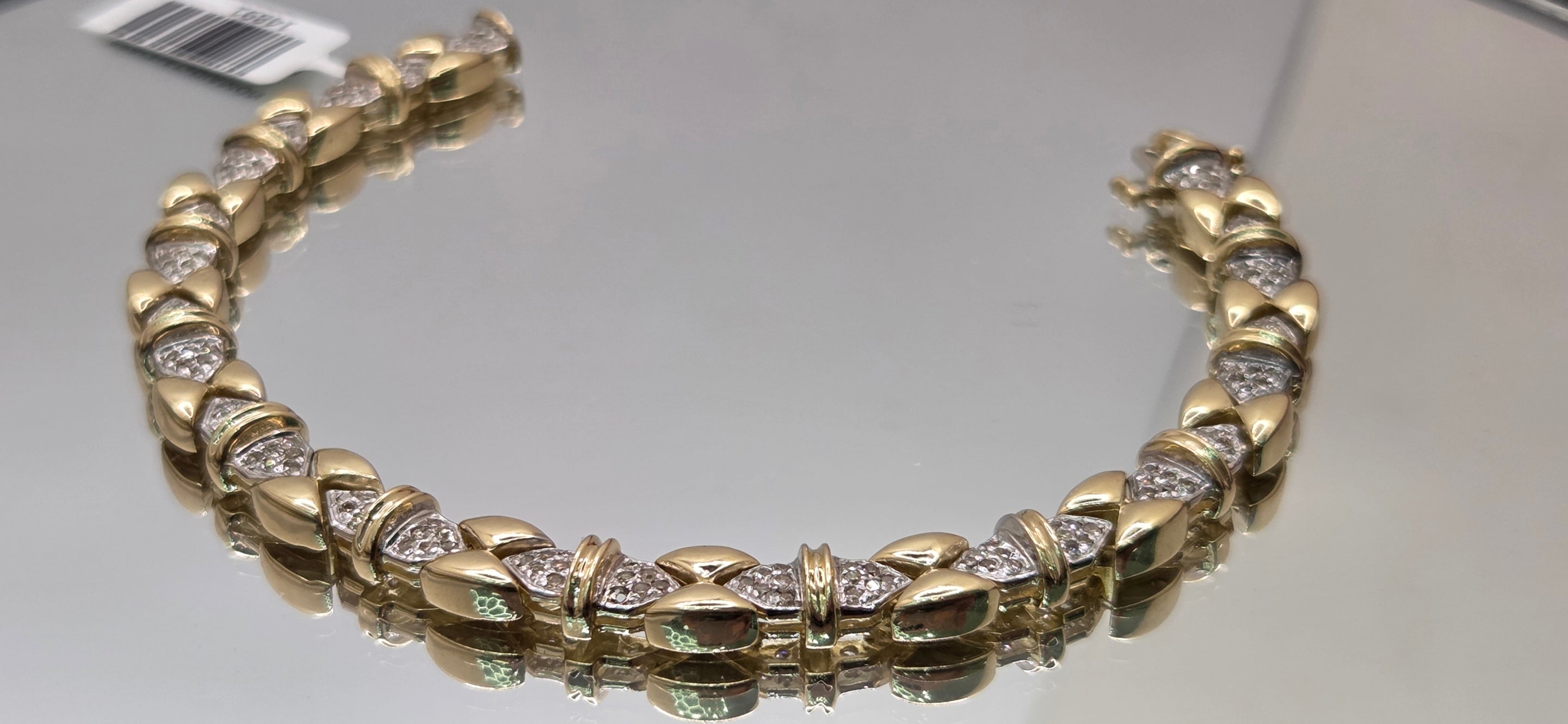 14KT YELLOW GOLD ROUND NATURAL DIAMOND WOMAN'S TENNIS BRACELET Size 7.5MM 7.5IN Weight 20.3 GRS