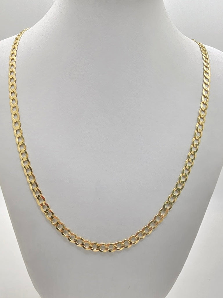 14KT SOLID CUBAN CURB FLAT CHAIN Size 16INCH 5MM Weight 10.1GR.