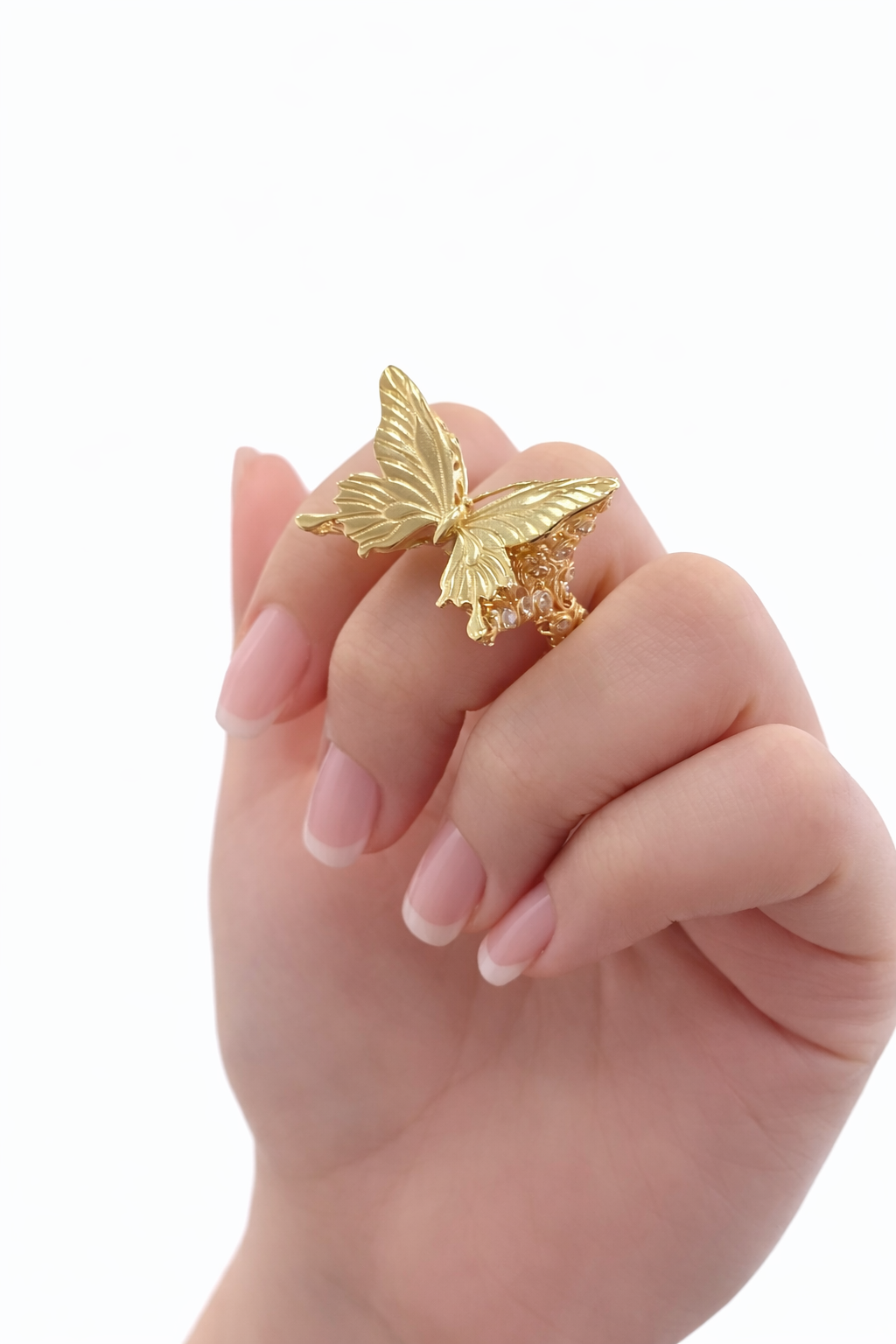 14KT BIG PUFFY BUTTERFLY RING Size 8 Weigth 5.3GRS
