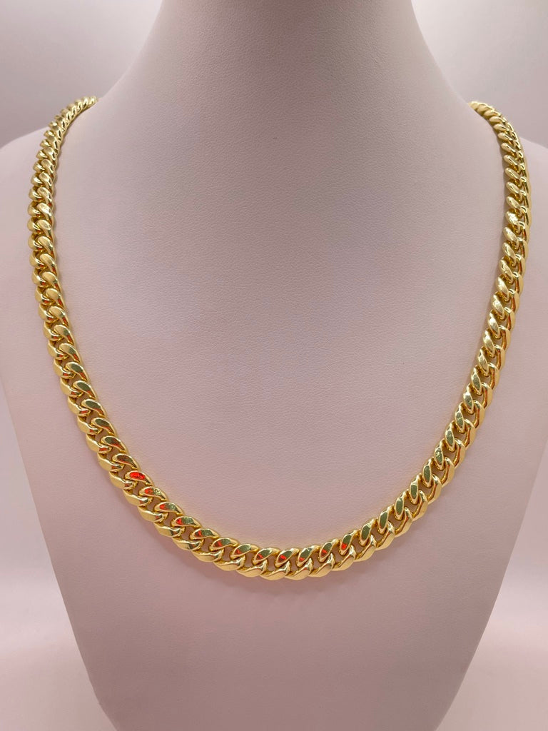 14KT SEMISOLID MIAMI CUBAN CHAIN Size 22INCH 6.5MM Weight 30.6GR