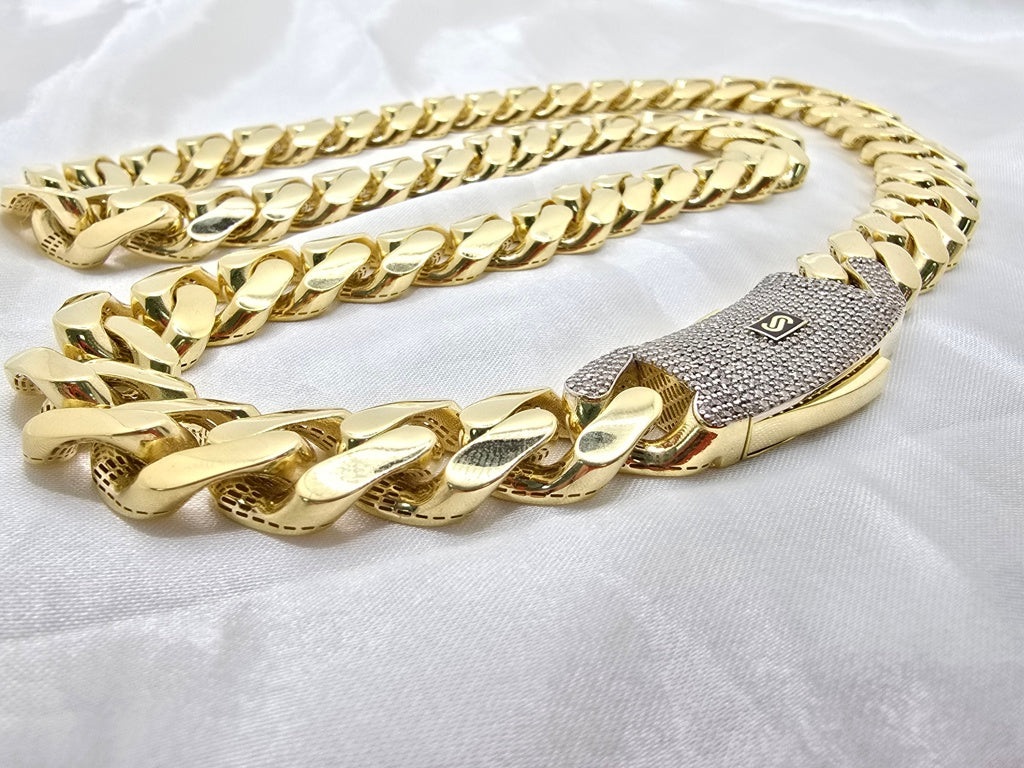 10KT CERTIFIED MONACO CHAIN CZ CLOSURE Size 15.5MM 26INCH Weight 60.1GR