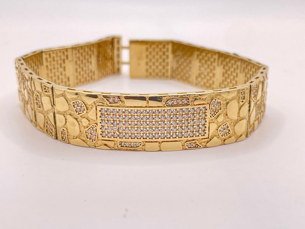 10KT CZ NUGGETS BRACELET Size 8INCH 15MM Weight 36GR