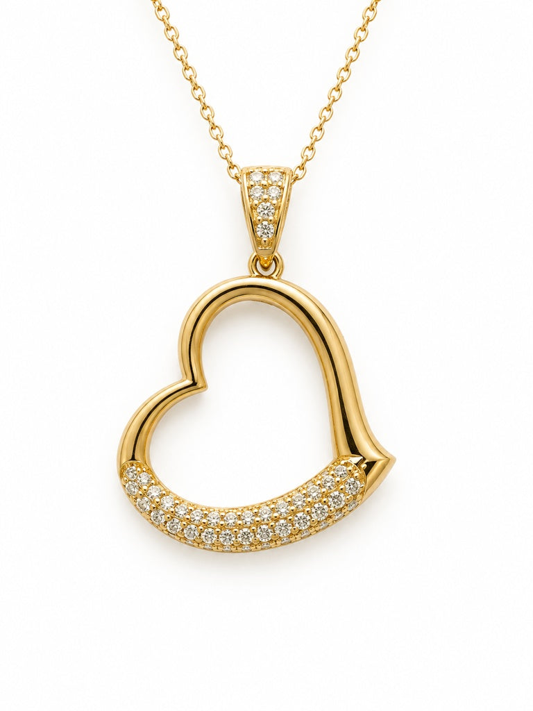 10KT CZ DETAILS ELEGANT HEART SILHOUETTE PENDANT Weigth 2.3GR