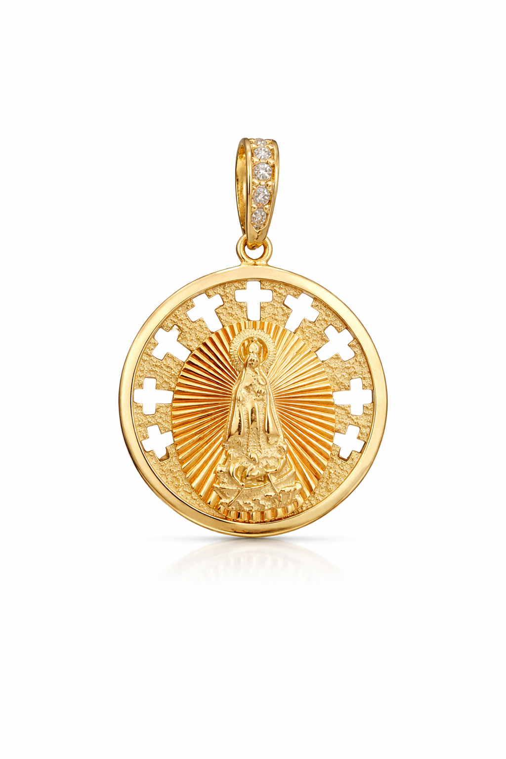 10KT ROUND ,MEDALLION CARIDAD PENDANT Size 20MM Weigth 3.1GRS