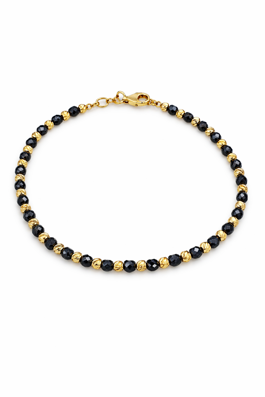 14KT YELLOW GOLD BEADED BALL BRACELET BLACK  Size 8INCH 3.5MM Weight 3.3GR