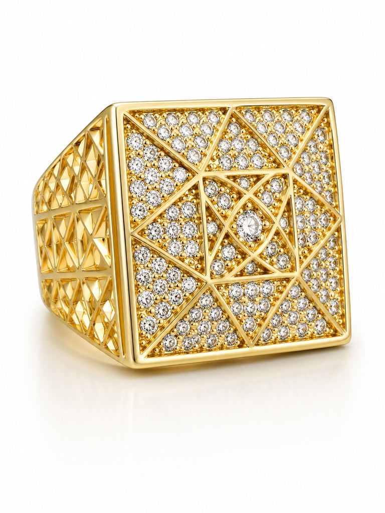 10KT SQUARE ROSETTA RING Size 11/10 Weigth 9.1GR