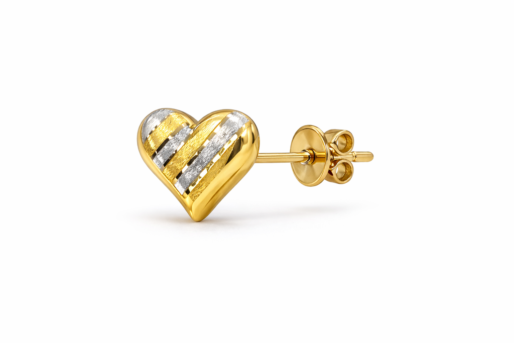 10KT TWO TONE HEART EARRINGS Size SMALL Weigth 1.6GR