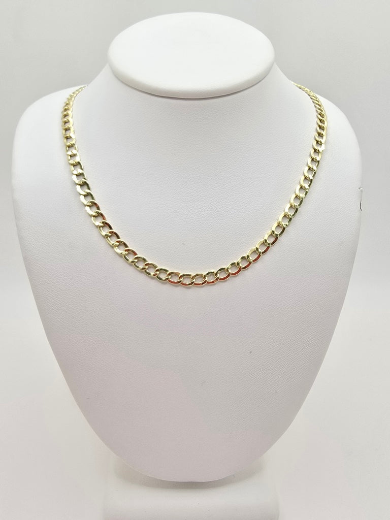 10KT HOLLOW CUBAN CURB FLAT CHAIN Size 20INCH 3.5MM Weight 4.1GR