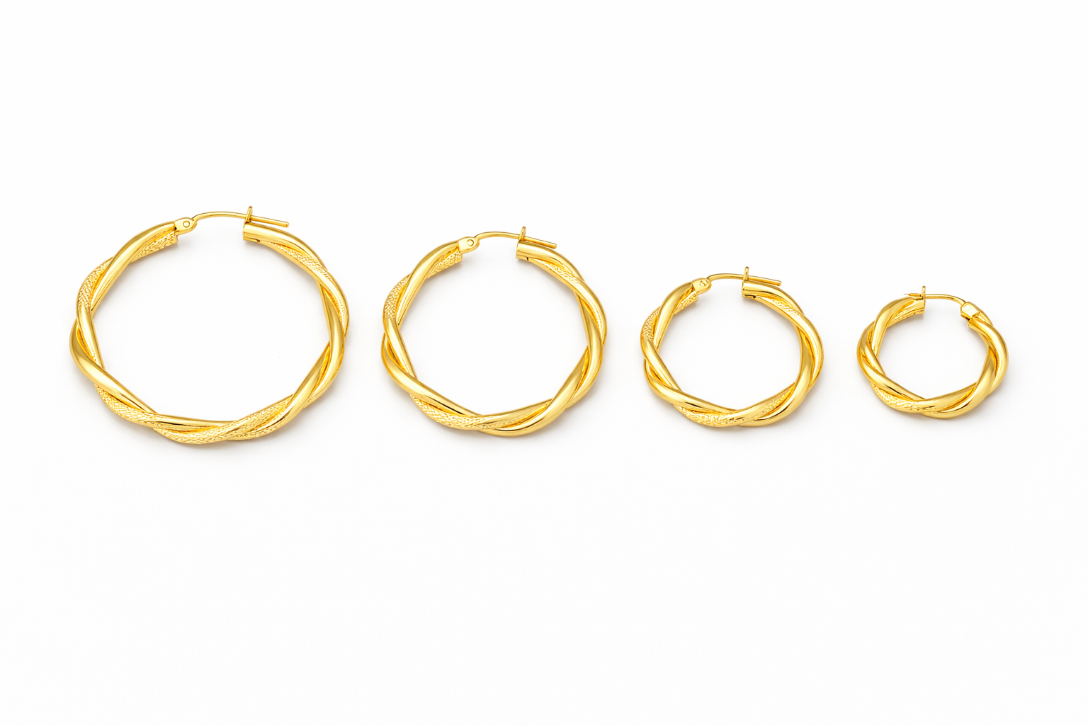 10KT DOUBLE CROKED PLAIN & SATIN HOOPS EARRINGS Size 4MM X 37.5MM Weigth 2.25GRS