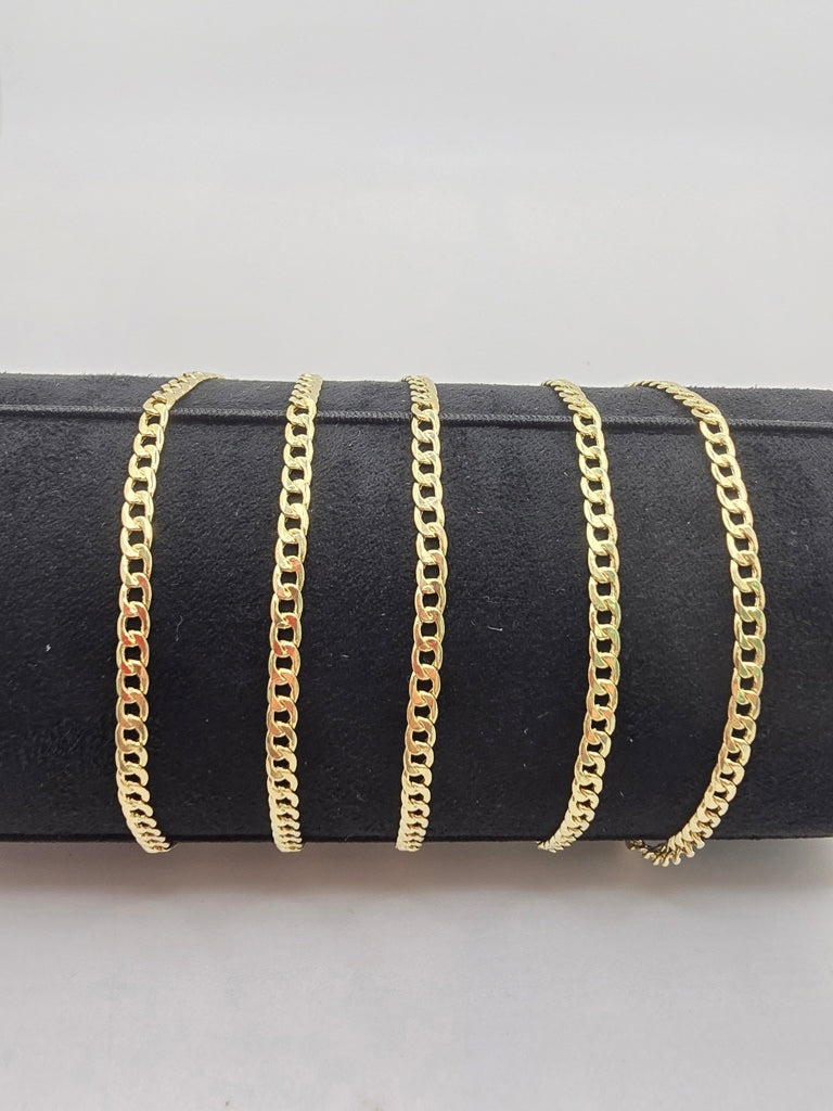 14KT HOLLOW CUBAN CURB FLAT BRACELET Size 8INCH Weight 1.8GR