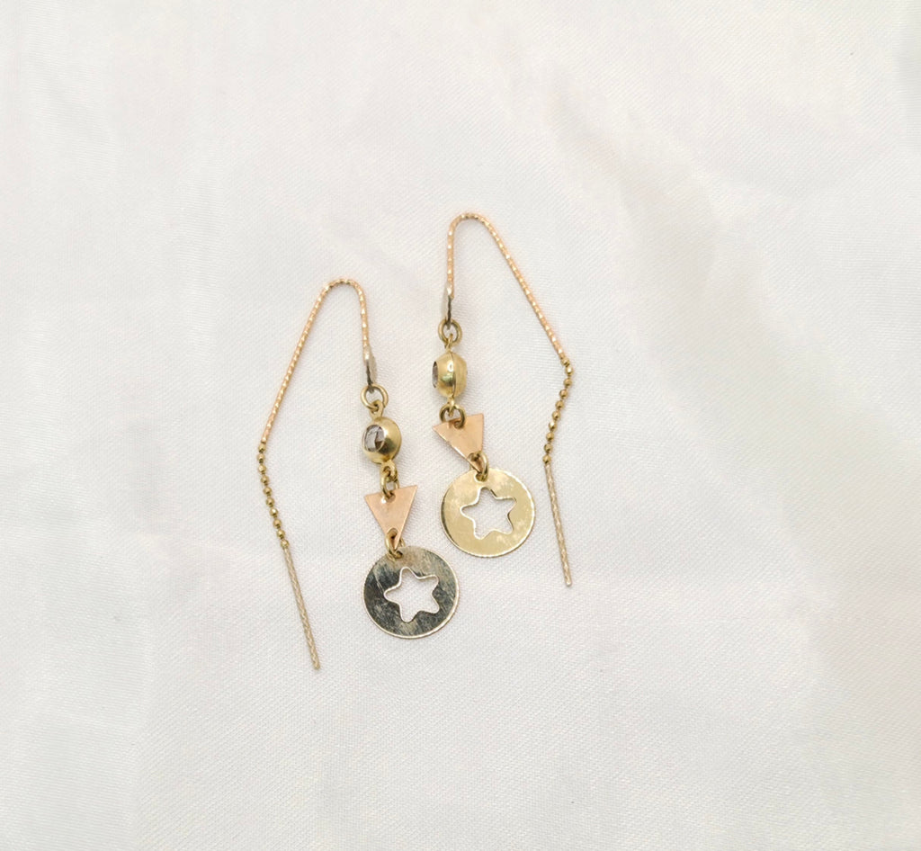 10KT GEOMETRICS FORMS PENDATS EARRINGS Weight 1.6GR