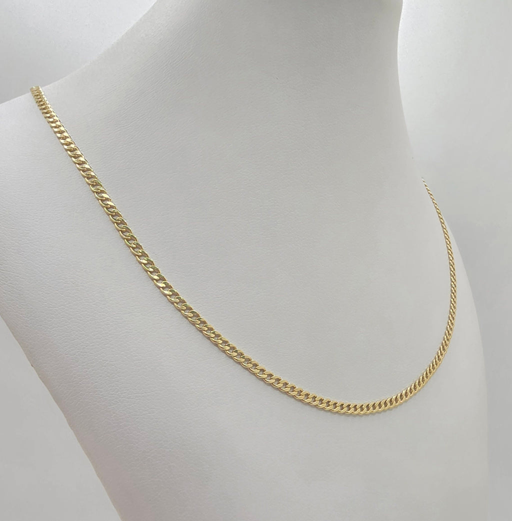 10KT HOLLOW CUBAN CURB FLAT CHAIN Size 2MM 18INCH Weight 1.5GR