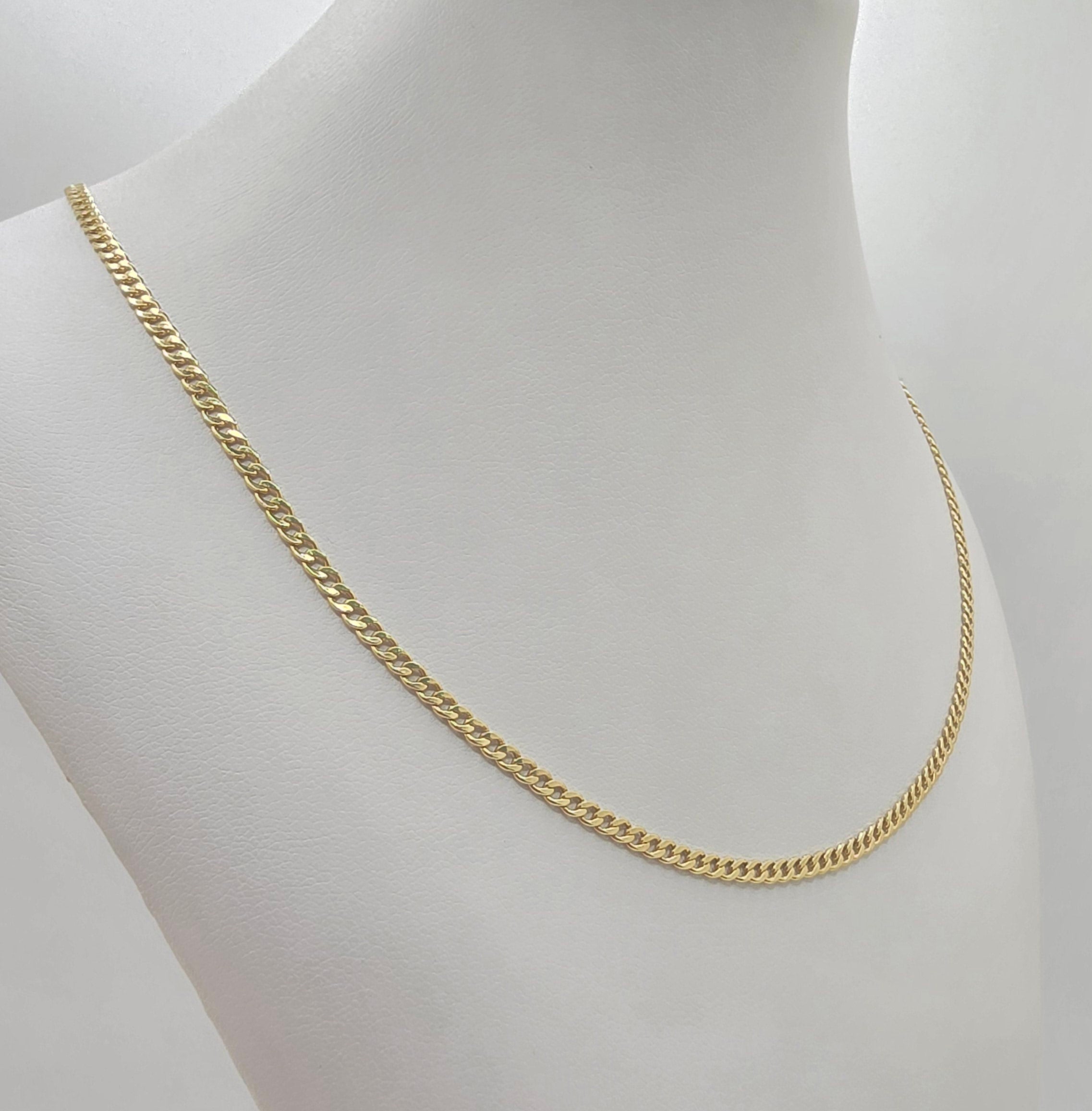 10KT HOLLOW CUBAN CURB FLAT CHAIN Size 20INCH 2.5MM Weight 2.1GR