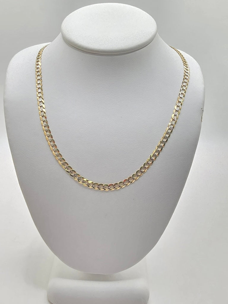 10KT TWO TONE CUBAN CURB FLAT CHAIN Size 22INCH 3MM Weight 6GR