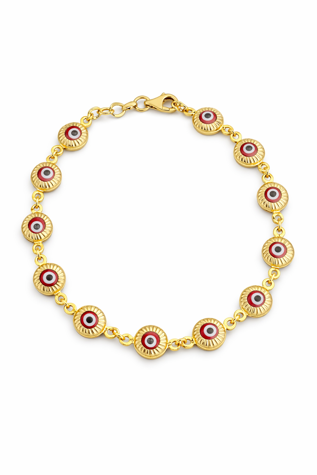 14KT RED EYES BRACELET Size 7INCH  Weigth 4.5GR